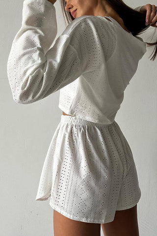 Eyelet Crop Top and Shorts Set