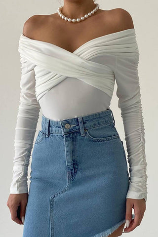 Off-Shoulder Ruched Bodysuit