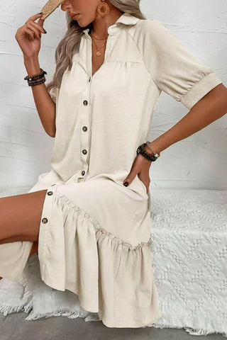 Button-Front Casual Shirt Dress