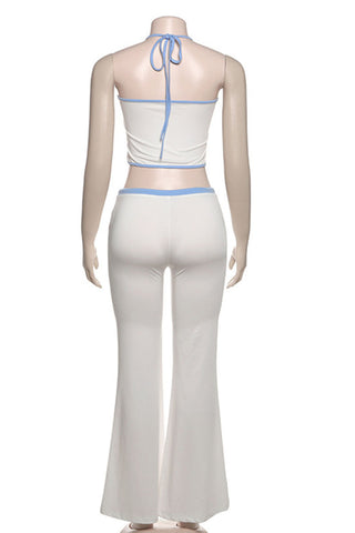 Halter Neck Casual Crop Top Set
