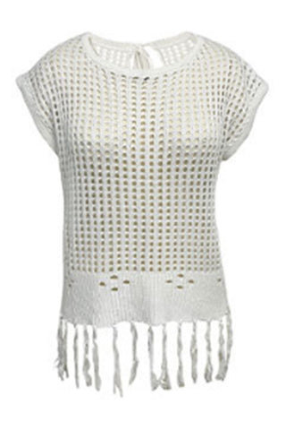 Fringe Hem Knit Blouse