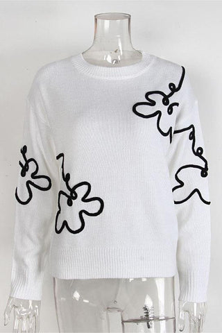 Floral Pattern Pullover Sweater