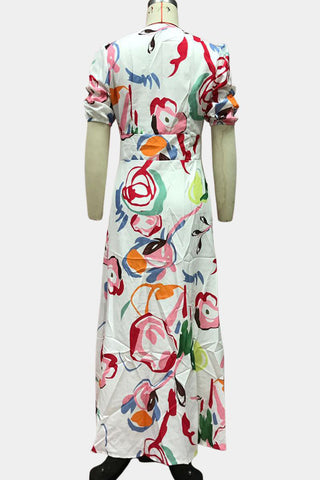 Floral-Print Button-Front Vacation Dress