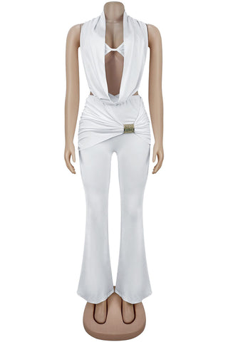 Elegant Wide-Leg Halter Pants Set