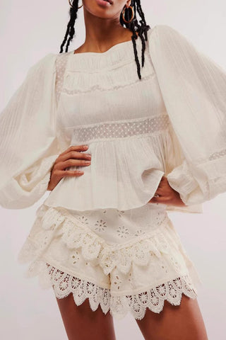 Lace-Trim Eyelet Skort