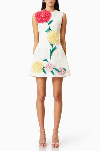 Floral Appliqué Vacation Dress