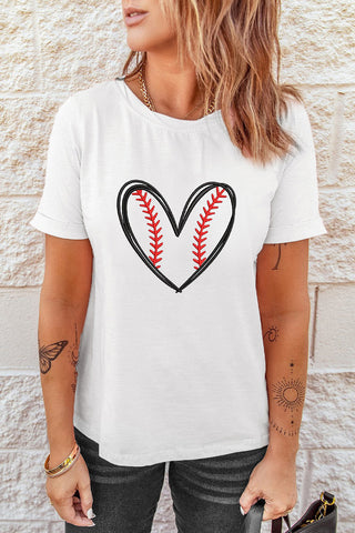 Baseball Heart Shape Graphic Tee