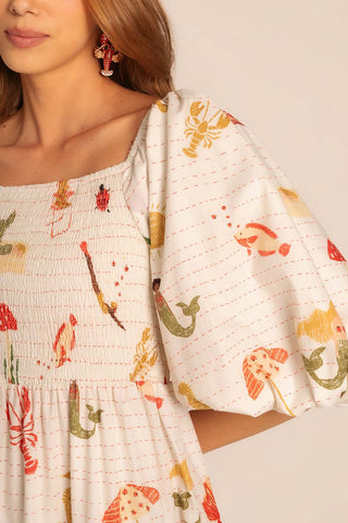 Balloon Sleeve Tiered Maxi Dress