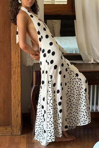 Polka Dot Halter Maxi Dress