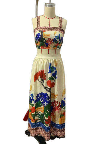 Tropical Crop Top & Maxi Skirt Set