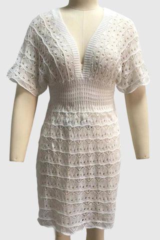 V-Neck Lace Casual Beach Dress