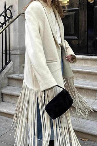 Fringe Hem Tailored Coat
