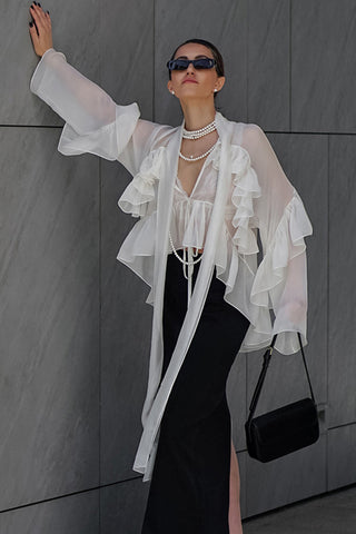 Ruffled Long-Sleeve Blouse