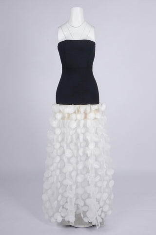 Strapless Evening Gown with Textured Skirt