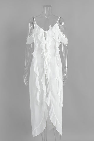 Ruffled Off-Shoulder Midi Dress