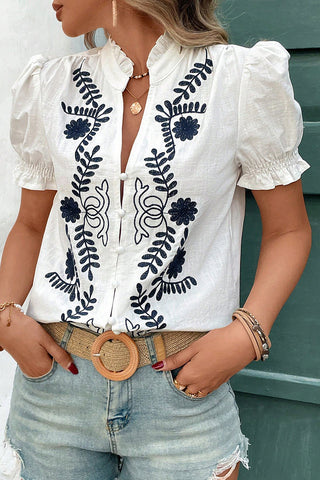 Floral Button-Front T-Shirt