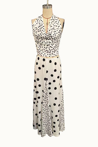 Off-Shoulder Polka Dot Skirt Set