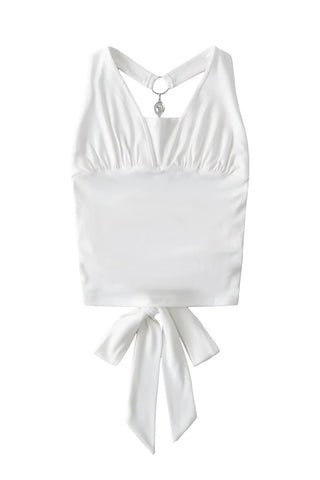 Halter Neck Embellished Tank Top