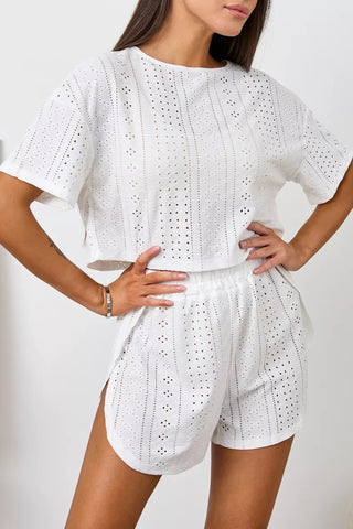 Eyelet Crop Top and Short Set