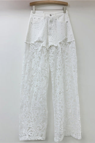 Sequin Mesh Wide Leg Pants