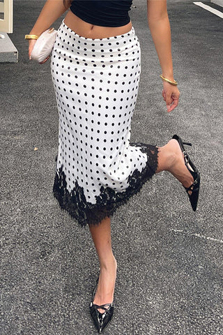 Lace Trim Polka Dot Skirt