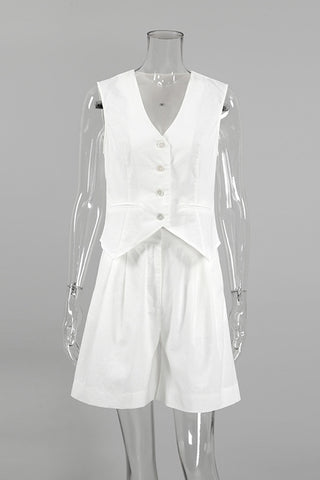 Sleeveless Button-Front Short Set