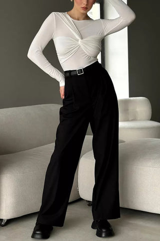 Stylish Twist-Front Long Sleeve Top