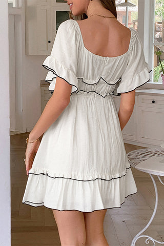 Square Neck Ruffle Mini Dress