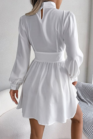 Long-Sleeve Keyhole Casual Dress