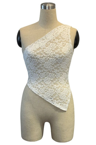 One-Shoulder Lace Tank Top