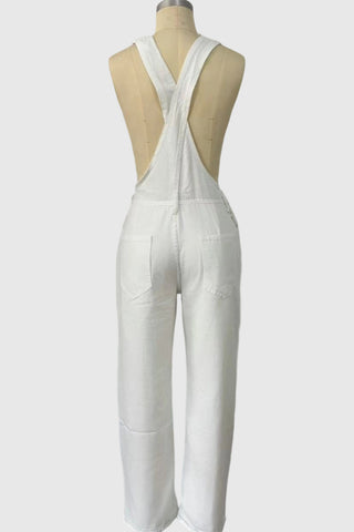Cross-Back Denim Jumpsuit