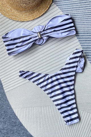 Striped Two-Piece Bandeau Swim Set
