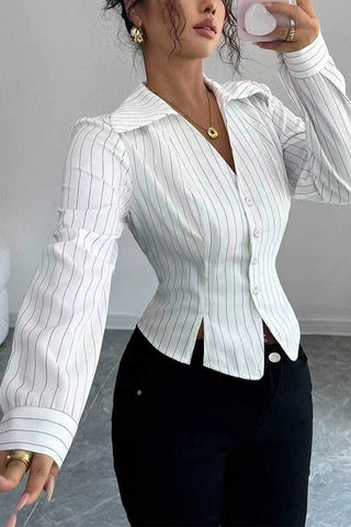 Striped Button-Up Blouse