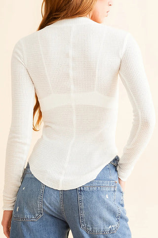 Snap-Button V-Neck Blouse