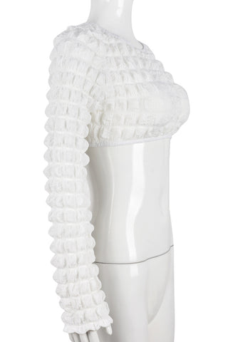 Textured Long Sleeve Crop Top