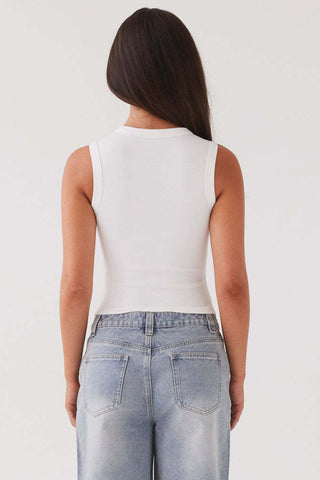 Button-Front Sleeveless Crop Top