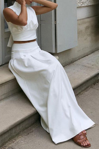 Elegant Two-Piece Sleeveless Skirt Set