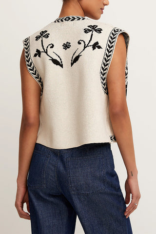 Floral Pattern Open Vest