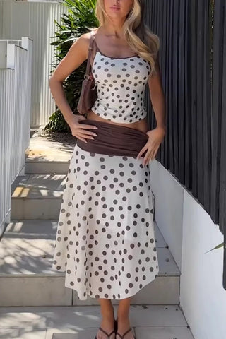 Polka-Dot Sleeveless Skirt Set