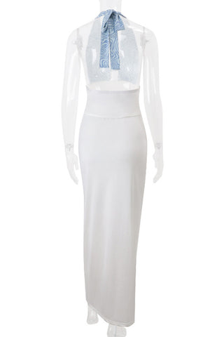 Geometric Halter Maxi Sundress