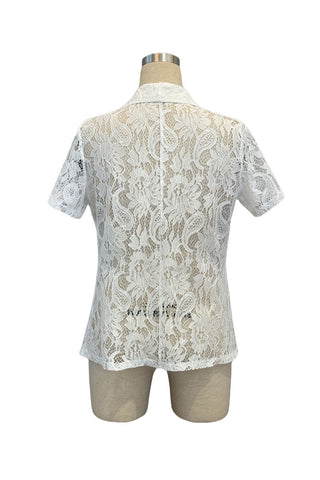 Elegant Lace Short Sleeve Blouse