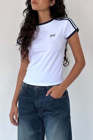 Sporty Striped Crop T-Shirt