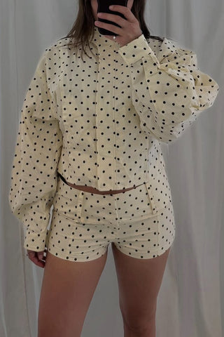 Polka Dot Mock Neck Jacket