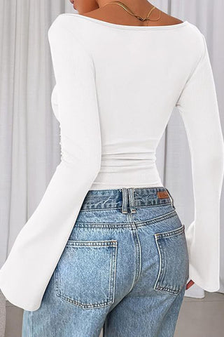 Elegant Wide-Sleeve Blouse