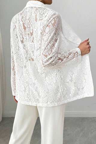 Elegant Lace Blazer and Pants Set