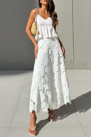 Floral Cut-Out Casual Skirt Set