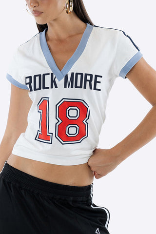 Graphic V-Neck Cropped T-Shirt