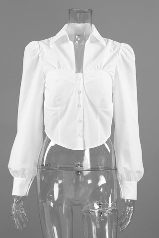 Chic Button-Down Blouse with Structured Design