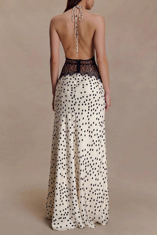 Halter Maxi Dress with Lace Waist