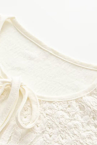 Floral Lace Detail Blouse with Tie Neck